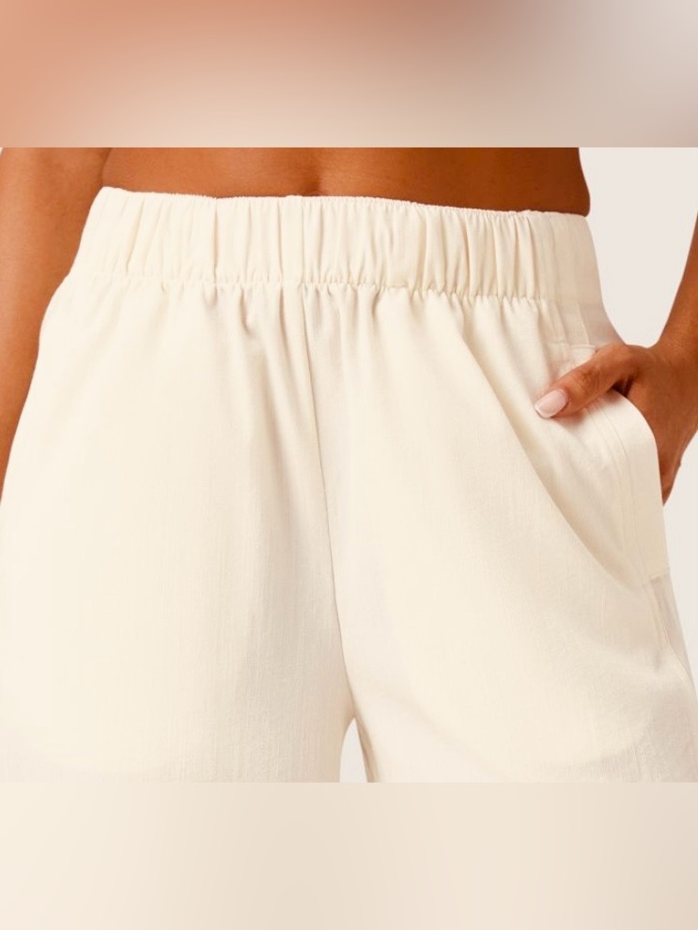 MEDIUM. HALARA MIDRISE LINEN WIDE LEG CASUAL PANTS - Picture 4 of 9